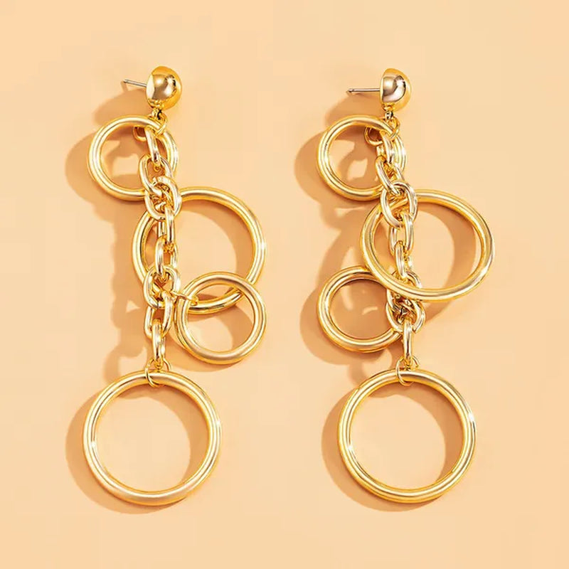 Women Punk Long Big Circle Link Chain Earrings Hiphop Large Drop Earrings Fashion 2021 Earring Jewelry Gift