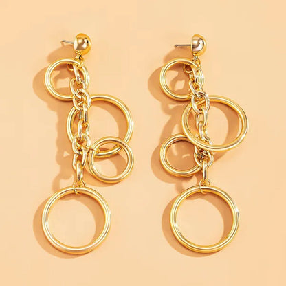 Women Punk Long Big Circle Link Chain Earrings Hiphop Large Drop Earrings Fashion 2021 Earring Jewelry Gift