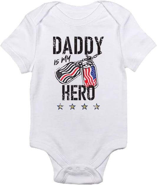 Teenow - Daddy Is My Hero (Custom Color All Branches) - US Military Inspired Baby Infant Bodysuit - Boy/Girl