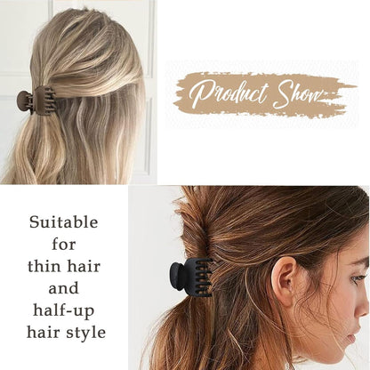 Double Row Teeth Hair Clips Small Claw Clips for Thin Hair 4 Pack 1.6" Medium Matte Non-Slip Short Hair Accessories for Women and Girls