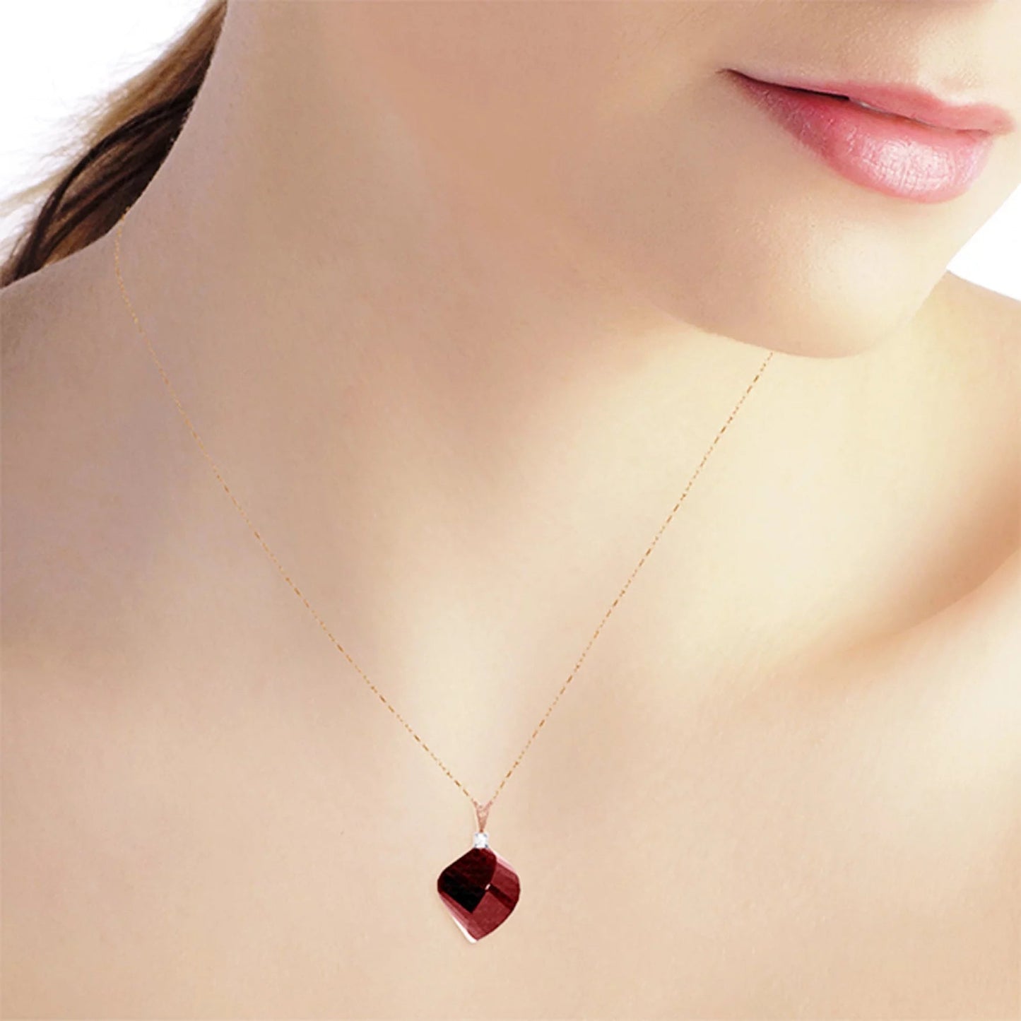 14K 14K Rose Gold Necklace Diamond Twisted Briolette Ruby