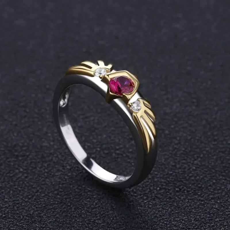 Goron's Ruby Ring Spiritual Stone Link Cosplay 925 Sterling Silver Engagement Ring