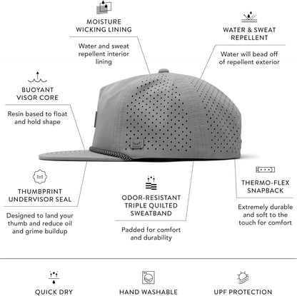 Coronado Brick Hydro, Snapback Hats, Water-Resistant Baseball Caps for Men & Women, Golf, Running, or Workout Hat