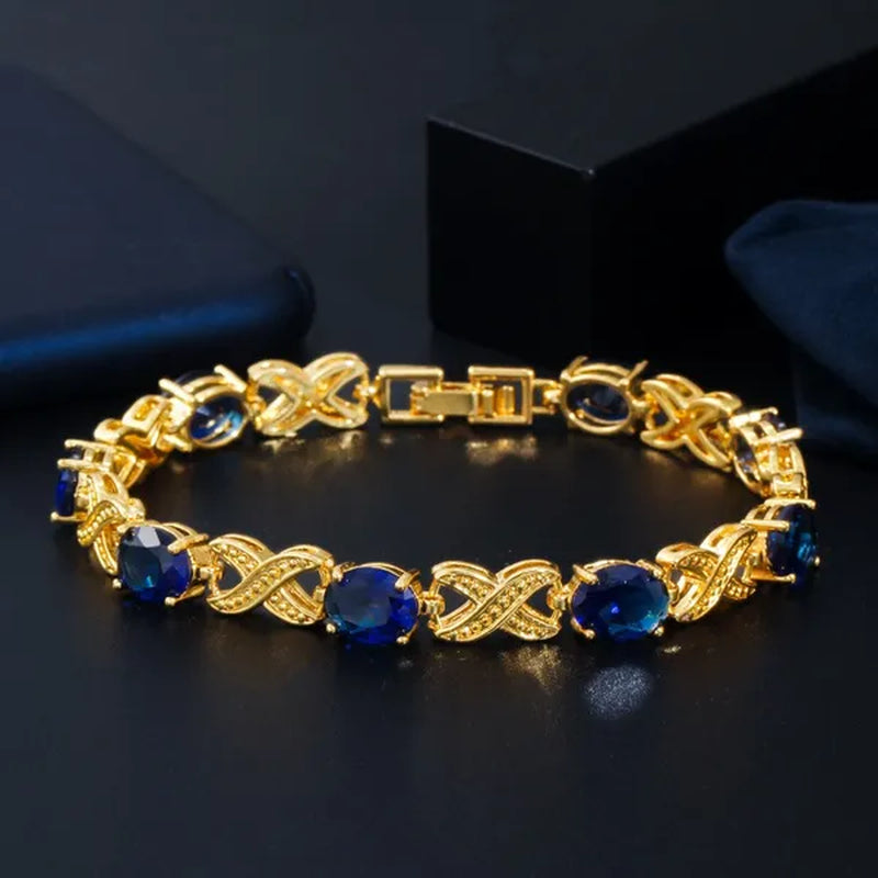 CANDICE Indian Luxury Wedding Party Bangle Jewelry with AAA CZ Stone Gold Plated X Shape Bracelet for Summer Fashion