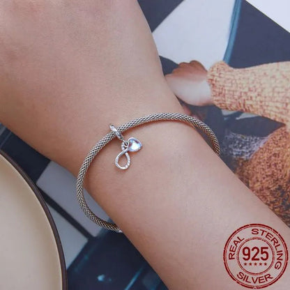 925 Sterling Silver Eternal Sisterhood Pendant Infinite Symbol Love Heart Zircon Pendant Charm for Women Bracelet Necklace DIY