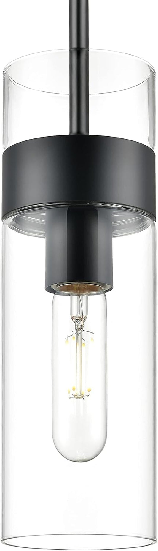 Burlington Modern Black Pendant Light Fixtures over Kitchen Island - Sink Lighting - Ceiling Hanging Metal Industrial Pendant Lighting with Clear Glass Shade - WORLD TIME VISITS