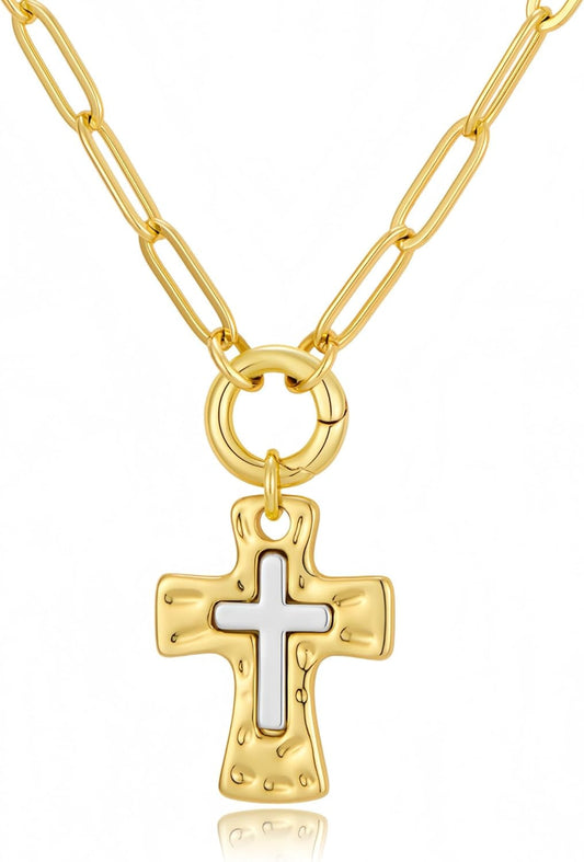Unisex Silver Gold Cross Necklace,Sterling Silver Cross Necklace for Women,Mens Gold Silver Pendant Necklace,Gifts for Boyfriends or Girlfriends for Valentine'S Day,Birthdays,Christmas,Easter