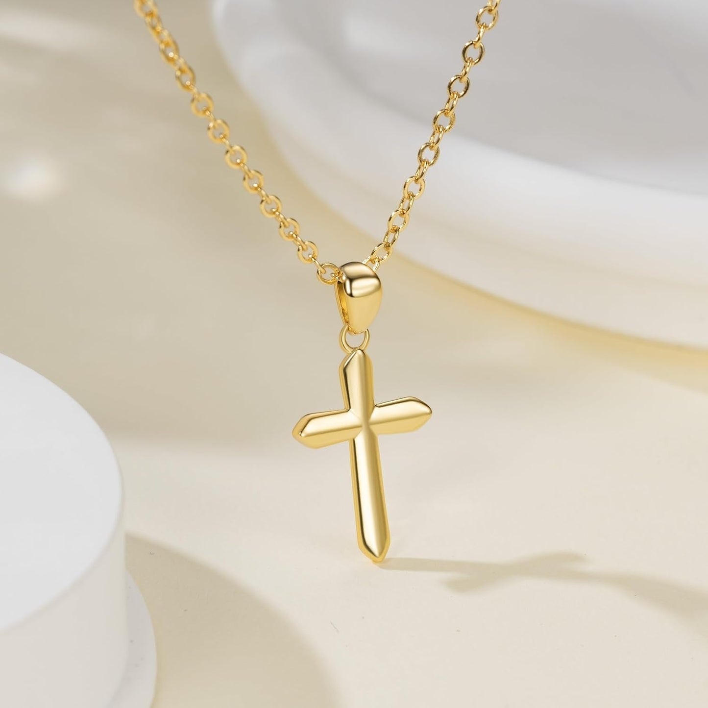 Womens Gold Cross Necklace 14K Gold Cross Necklaces for Women Crosses Pendants Necklaces for Women Soft Lines and Smooth Edges Womens Chain Crosses Necklace