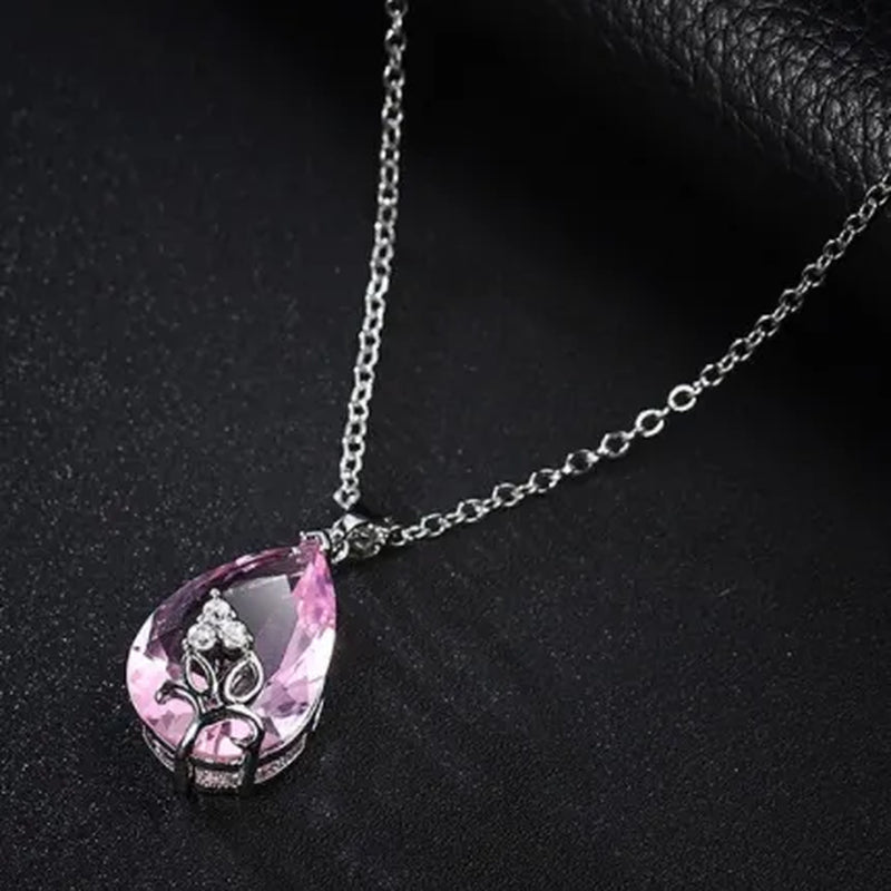 woman fashion Jewellery Elegant Pink Topaz Pendant  Gold-plated noble Zircon AAA Necklace