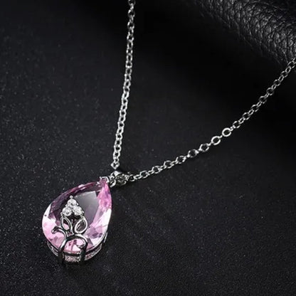 woman fashion Jewellery Elegant Pink Topaz Pendant  Gold-plated noble Zircon AAA Necklace