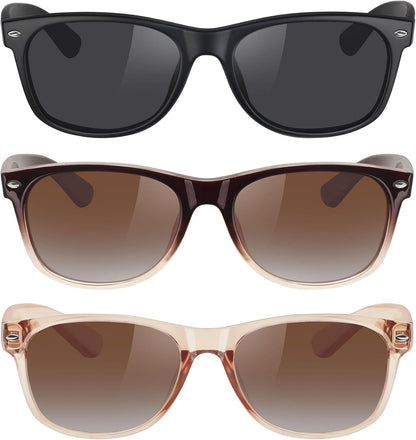 Classic Polarized Sunglasses for Women Men Trendy Retro Sun Glasses for Driving UV Protection (3 Pack)