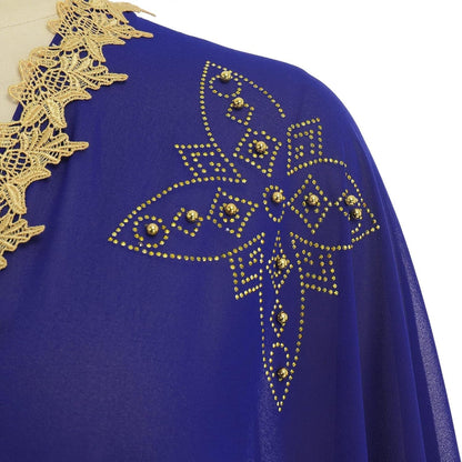 Muslim Dress for Women Loose Batwing Sleeved Hooded Beaded Embroidery Long Abaya Dress Kaftan Abayas Islamic Robe