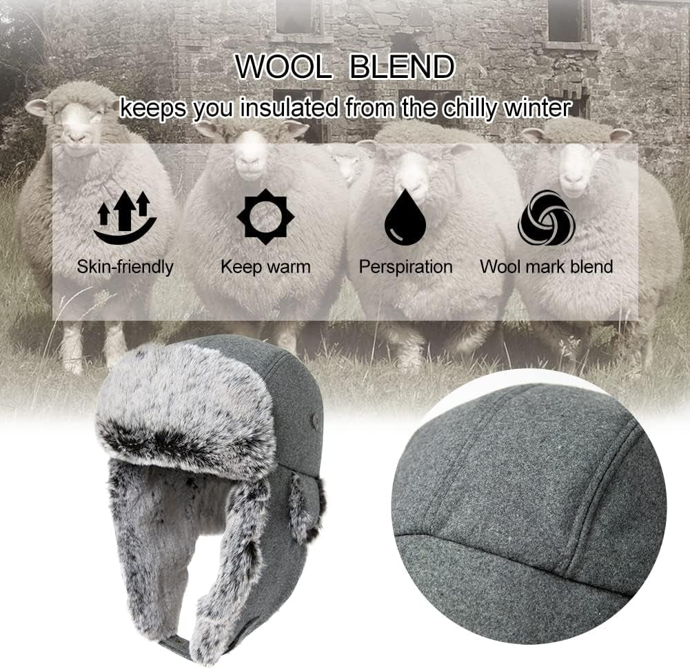 Large XL Trapper Trooper Hunting Warm Ear Flap Russian Ushanka Winter Ski Cold Weather Bomber Hats for Men
