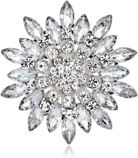 Exquisite Crystal Flower Corsage Bouquet Brooch Pin for Women Girls Rhinestone Floral Lapel Pins Clip Sweater Coat Scarves Dress Suit Badges Brooches Pins Fashion Jewelry Gifts Wedding - WORLD TIME VISITS