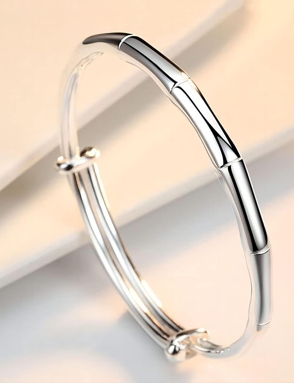 S925 Silver Bangle Bracelet for Women, Elegant Women‘S Sterling Silver Bracelet Bangle Adjustable 6.4-7.8 Inches Small Size - WORLD TIME VISITS