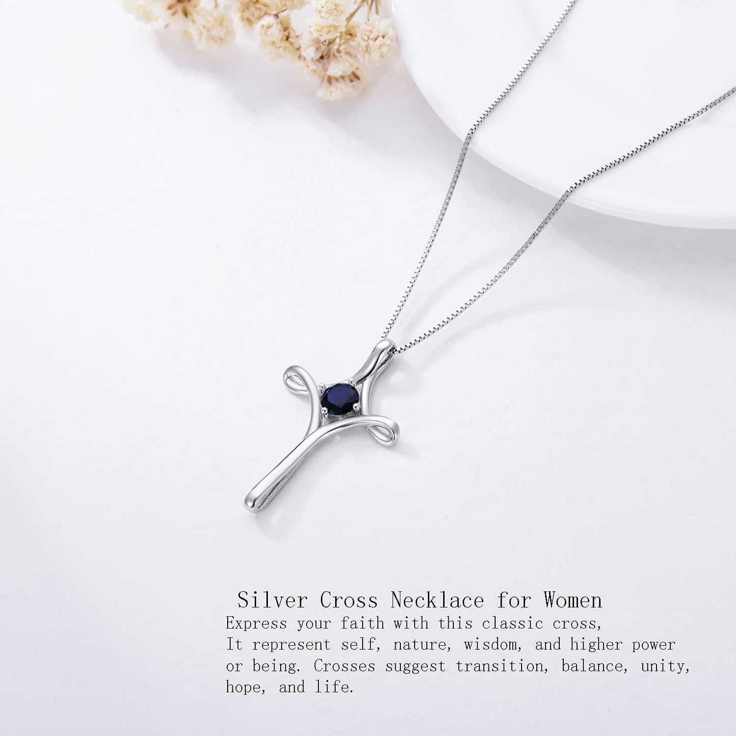 Mother'S Day Gifts for Mom Cross Necklaces for Women Sterling Silver Faith Cross Pendant Necklace with Birthstone Christmas Birthday Jewelry Gifts for Women Girls