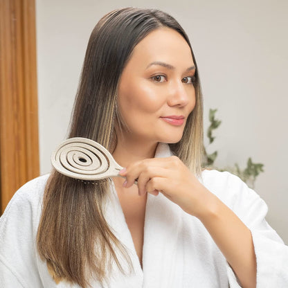 Organic Detangling Hair Brush for Women, Men & Children - Does Not Pull on Hair - Hair Straightening Brushes for Straight, Curly & Wet Hair - Unique Spiral Hairbrush