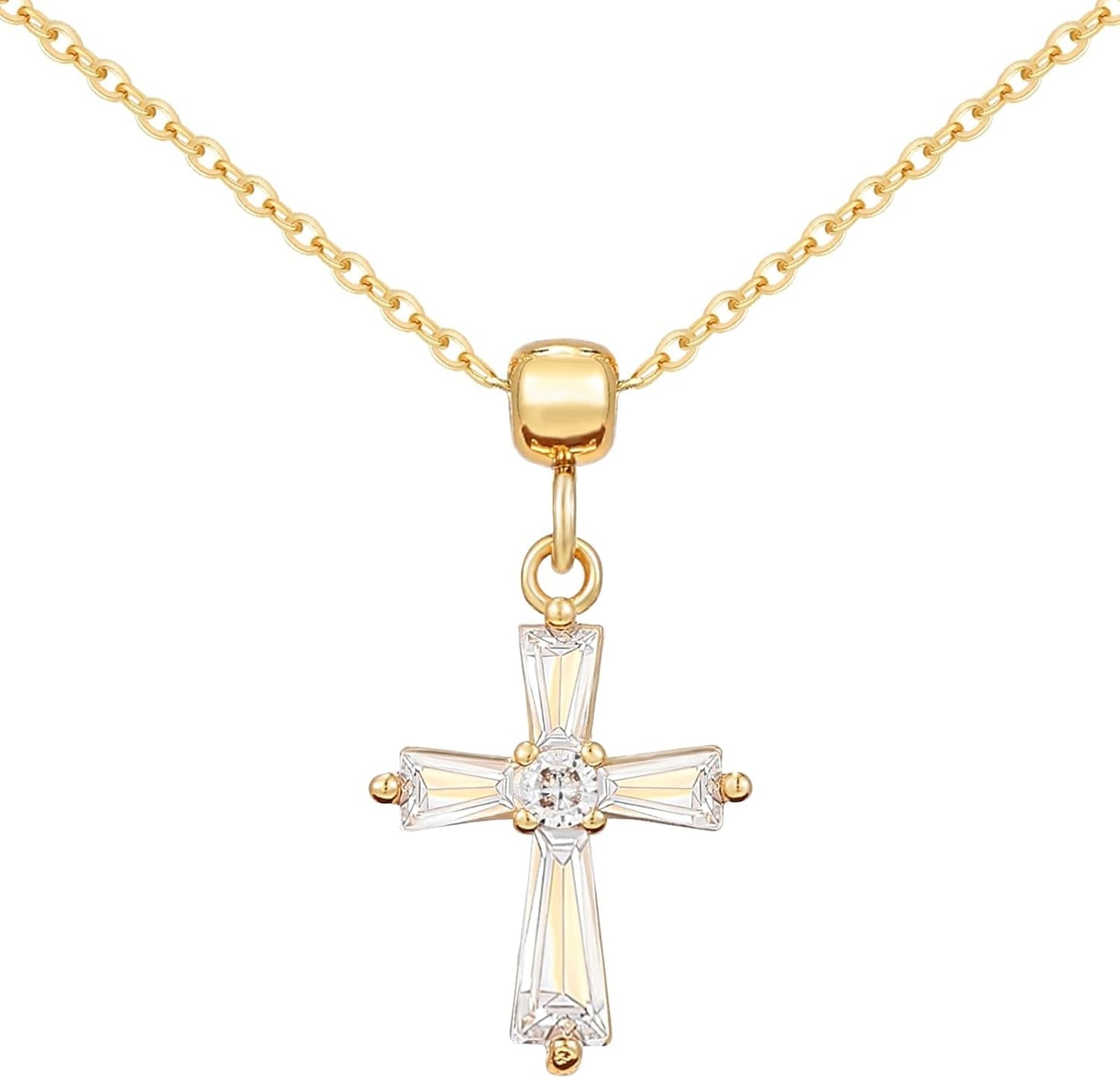 Dainty 14K Gold Choker Cross Charm Necklace for Women, Cross Gold Pendant Necklace Trendy Non Tarnish