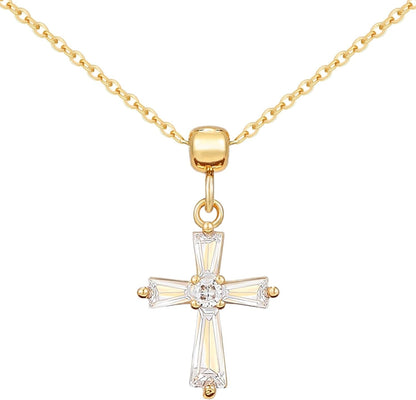 Dainty 14K Gold Choker Cross Charm Necklace for Women, Cross Gold Pendant Necklace Trendy Non Tarnish