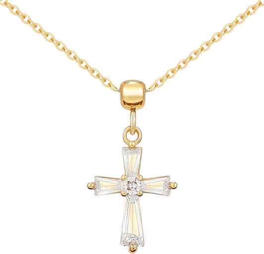 Dainty 14K Gold Choker Cross Charm Necklace for Women, Cross Gold Pendant Necklace Trendy Non Tarnish
