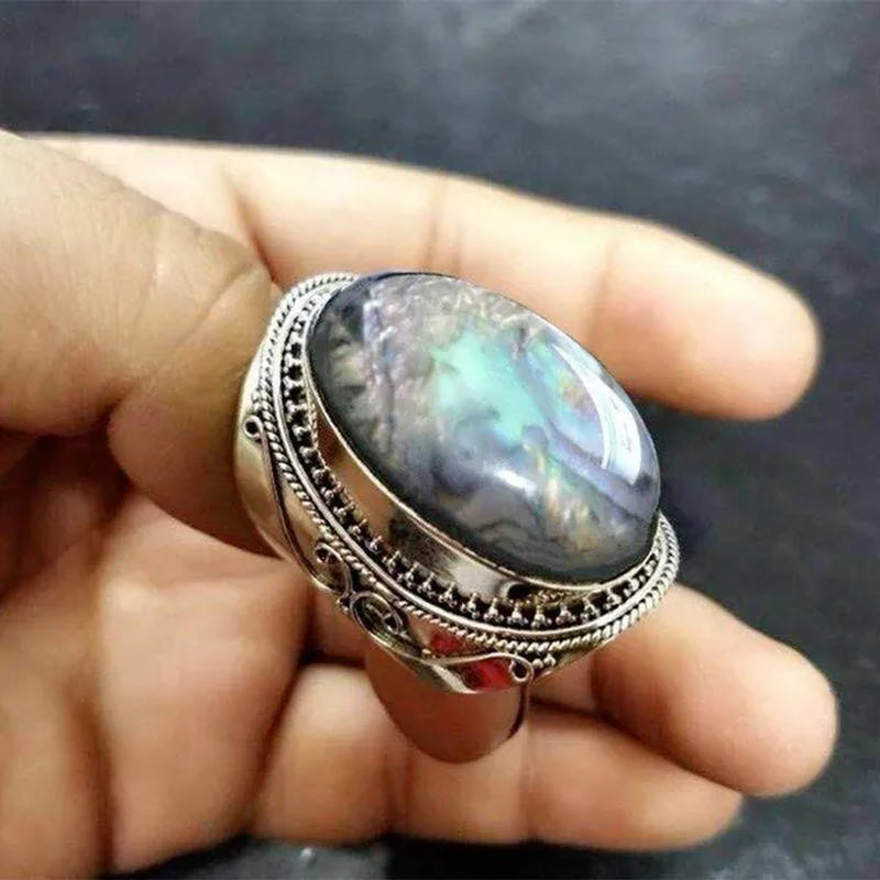 Vintage Women's  Jewelry  Rainbow Moonstone Gemstone Anniversary Gift Party Engagement Wedding Ring Size 5-11
