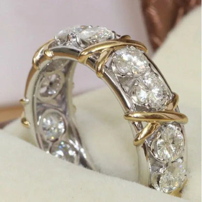 Luxurious Silver Glod Filled Natural Gemstones White Sapphire Wedding Birthstone Bride Flower Engagement Ellipse Ring Jewelry Size 6 7 8 9 10