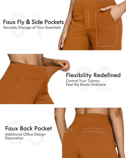 Yoga Pants Women Wide Leg Pants with Pockets High Waist Stretch Dress Casual Sweatpants Petite/Regular/Tall