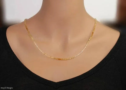 Shaded Citrine Necklace, Sterling Silver or Gold Filled, Citrine Jewelry, Beaded, November Birthstone, Layering Necklace