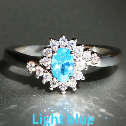 Exquisite Natural Sapphire Gemstones Opal Birthstone Bride Princess Wedding Engagement Strange Ring Size 5 6 7 8 9 10 11