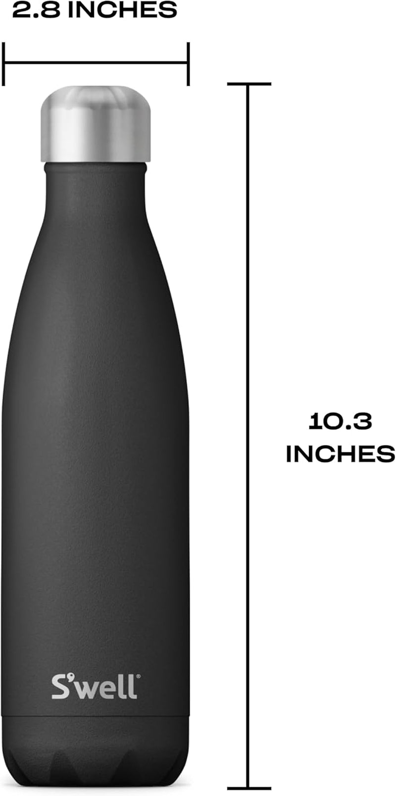 Stainless Steel Water Bottle, 17Oz, Onyx, Triple Layered Vacuum-Insulated Containers Keeps Drinks Cold for 36 Hours and Hot for 18, BPA Free, Perfect for on the Go