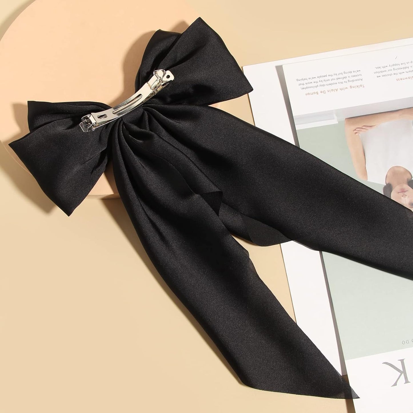 Women'S Satin Hair Accessories: Long Ribbon Hair Pins with Big Bows for Party and Daily Wear
