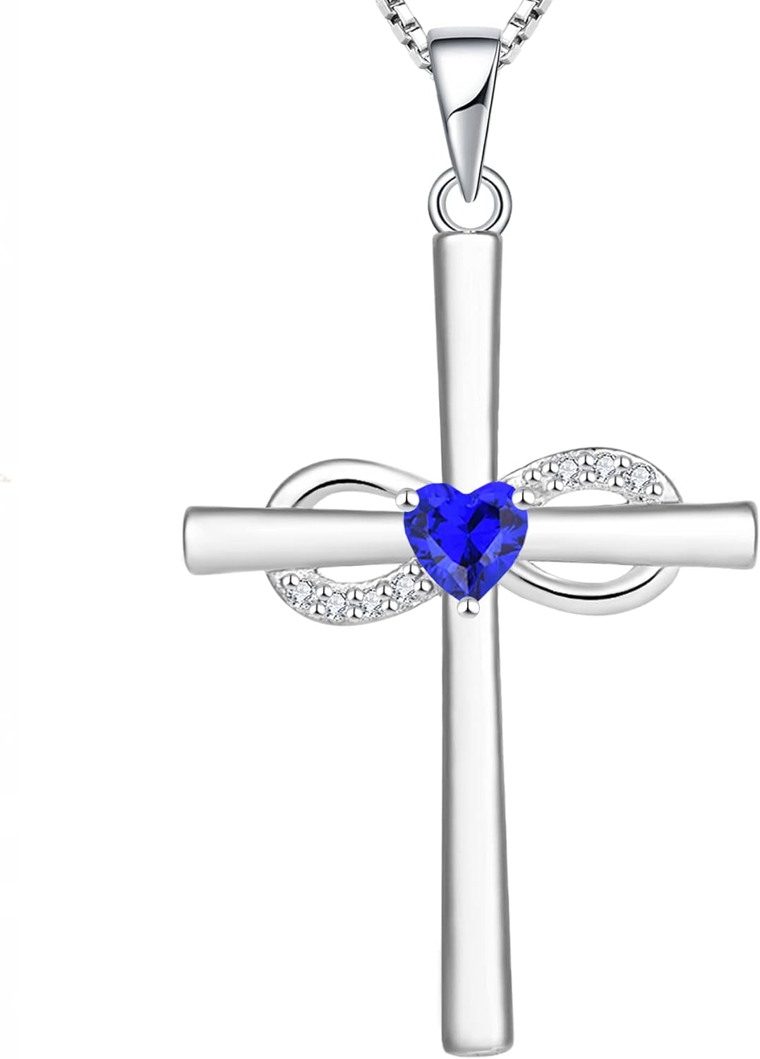 Infinity Cross Necklace Sterling Silver Crucifix Pendant Gemstones Criss Jewelry for Women