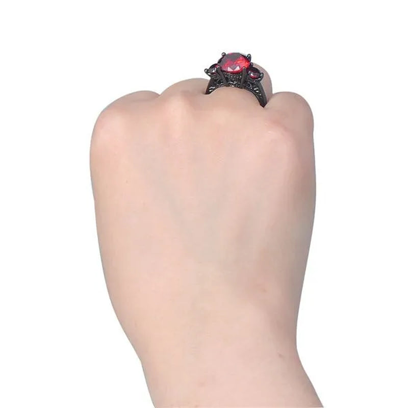 Fashion Jewelry Red Ruby Garnet CZ Wedding Ring for Women Size 5/6/7/8/9/10