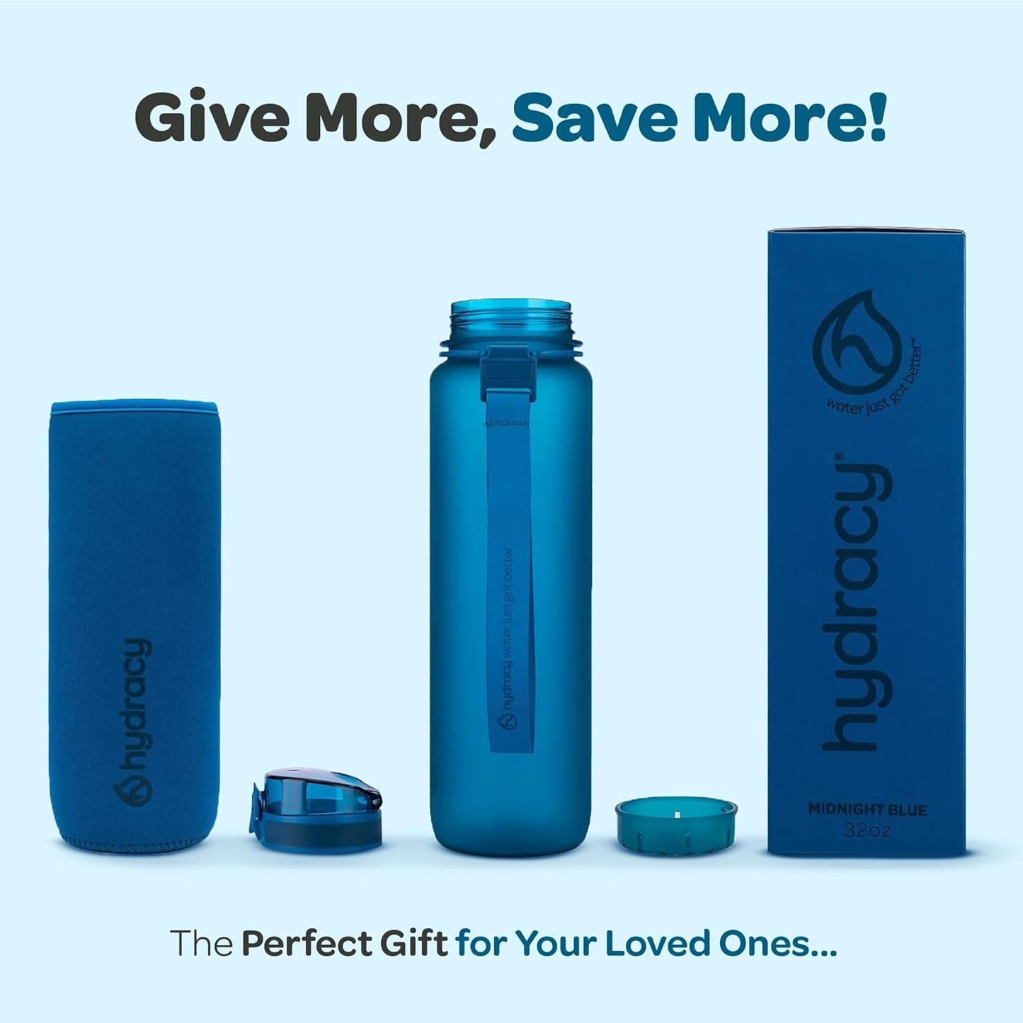 Water Bottle with Time Marker -Large BPA Free Water Bottle & No Sweat Sleeve -Leak Proof Gym Bottle with Fruit Infuser Strainer & Times to Drink -Ideal for Fitness Sports & Outdoors