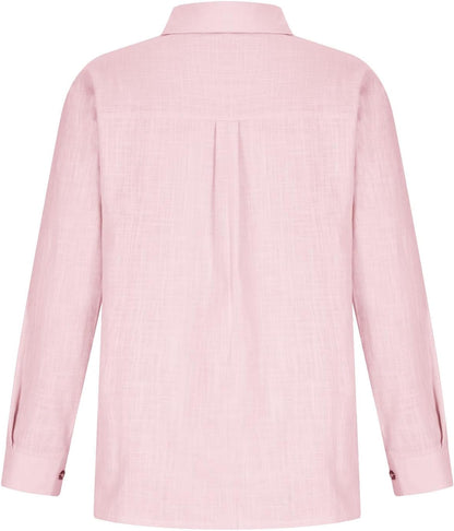 Women Cotton Linen Summer Tops Button down Shirts Dressy Causal Long Sleeve Gauze Blouses Trendy Boho Clothes 2024