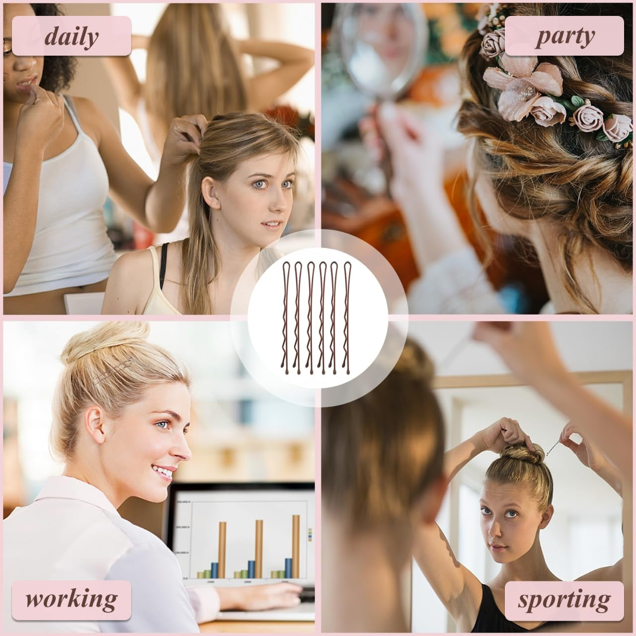 Large Bobby Pins for Brown Blonde Hair, 100 PCS 2.4" Bobby Pins for Women Hair Styling with All Hair Types