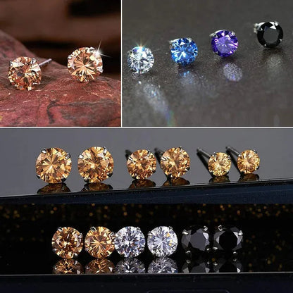 1 Pairs 3-8Mm Unisex Stud Earrings, 316L Stainless Steel round Cubic Zirconia Stud Earring, Ear Cartilage Piercing Earrings 9 Zircon Colors - WORLD TIME VISITS