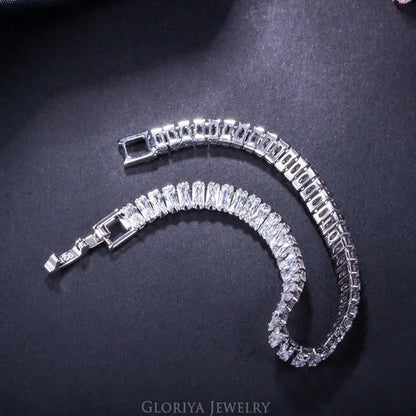 Gloriya Brand Gorgeous Top Grade Jewelry Sparkly CZ Crystal  Elegant Tennis Bracelet for Brides Wedding Party Gift