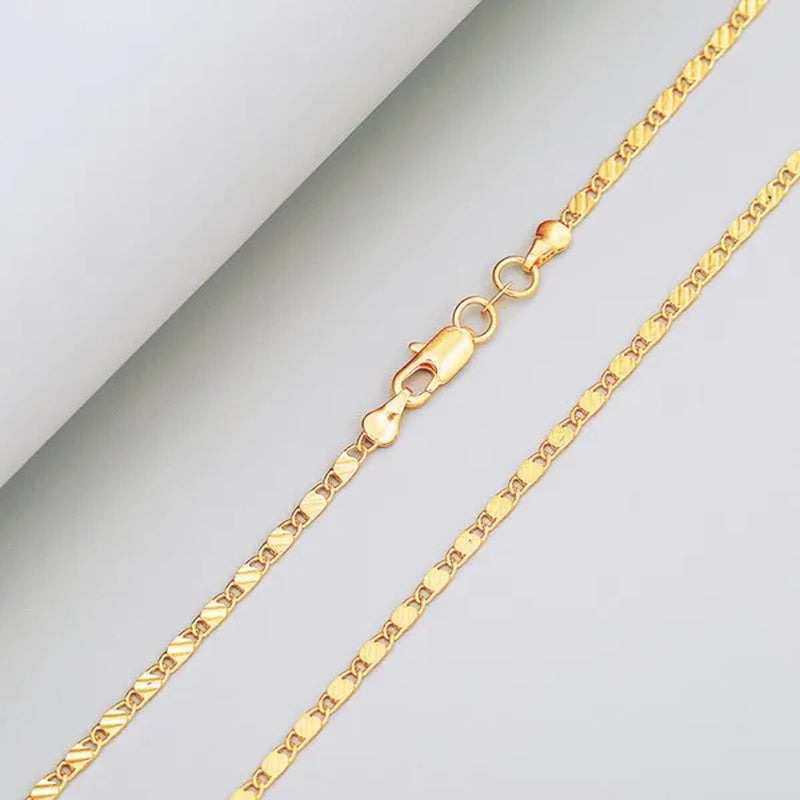 New Fashion Luxury Exquisite Men and Women Fashion Solid  Chain Necklace 2mm Wide and Thin Necklace Bridal Wedding Engagement High Jewelry Size: 16-30 Inches