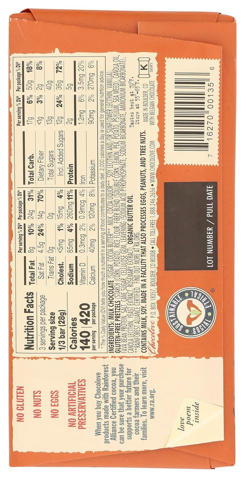 Pretzel in Milk Chocolate, - Gluten-Free , 2.9 Oz - WORLD TIME VISITS