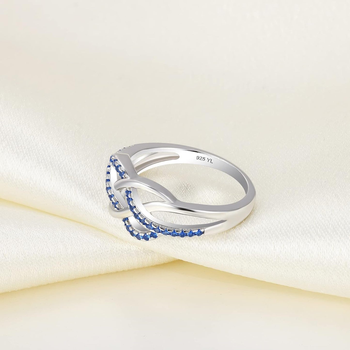 Celtic Knot Rings 925 Sterling Silver Twisted Knot Ring 18K White Gold Plated Infinity Statement Rings