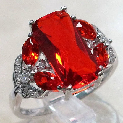 Jewellry Size 6-10 Red Ruby Cut Ring Ladies