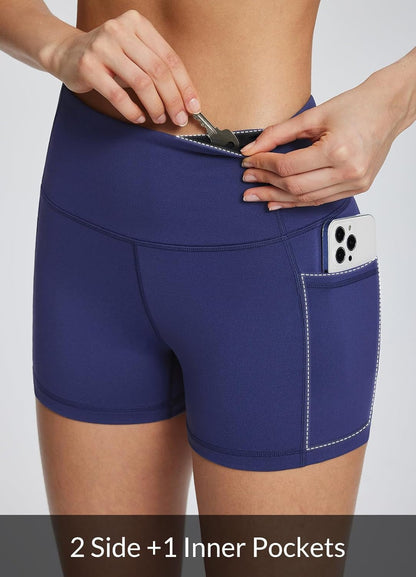 Women'S 8"/ 5"/ 3" Biker Shorts High Waist Yoga Workout Gym Running Volleyball Spandex Shorts with Pockets