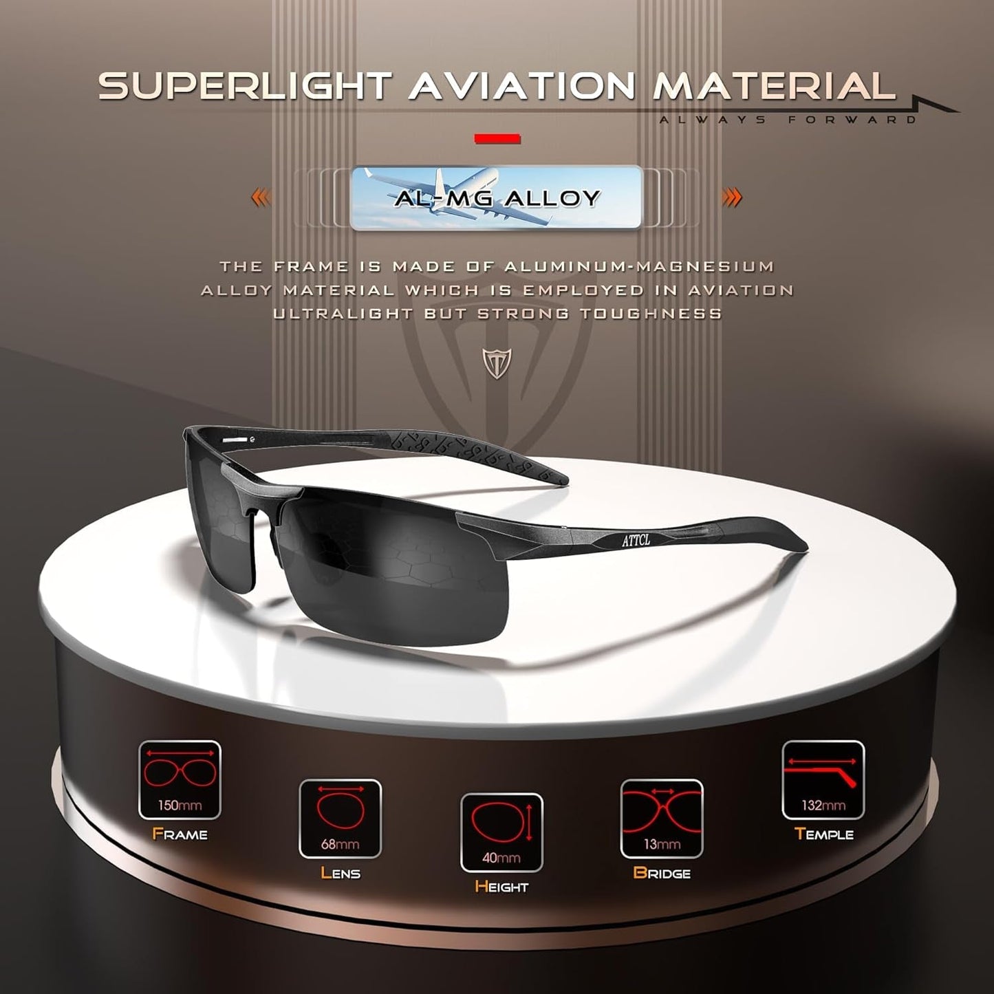Men'S Fashion Driving Polarized Sunglasses for Men - Al-Mg Metal Ultralight Frame