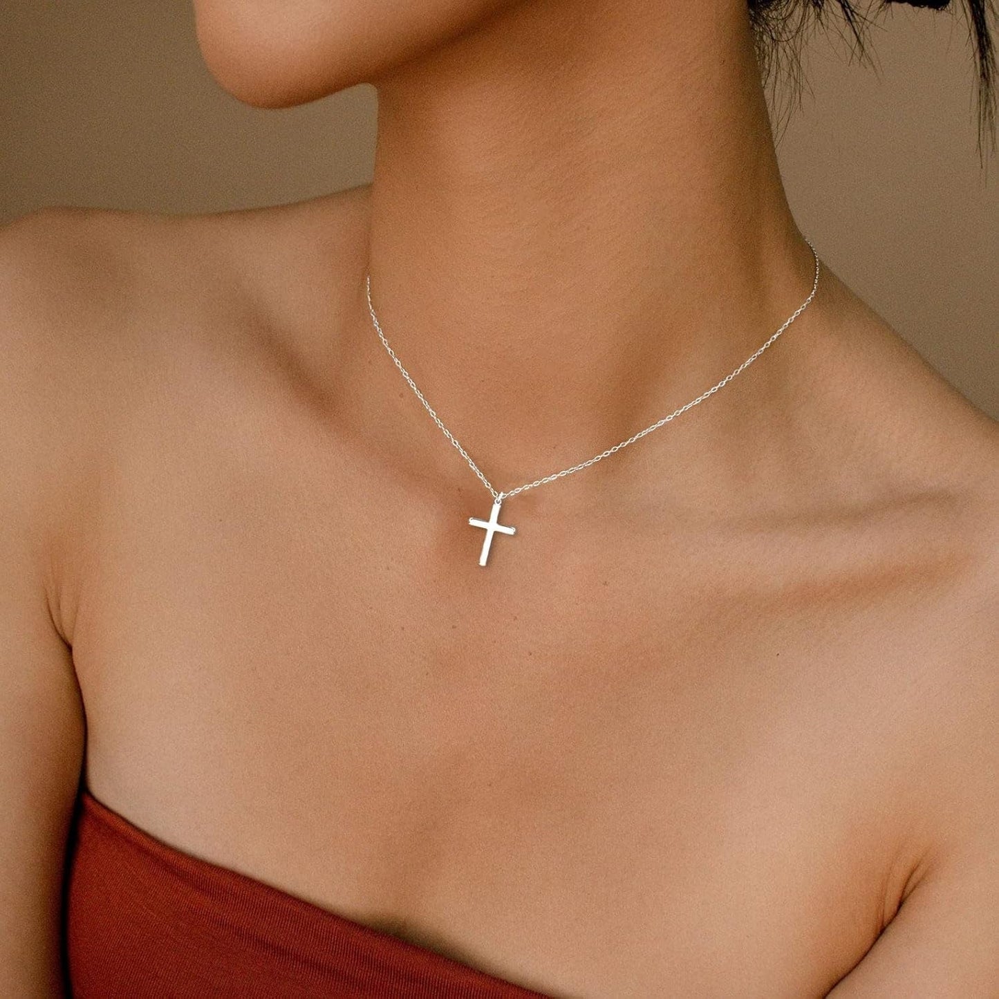 Cross Necklace for Women - Dainty 925 Sterling Silver/Gold Plated Layered Cross Pendant Simple Small Necklaces for Women Trendy Jewelry Gifts