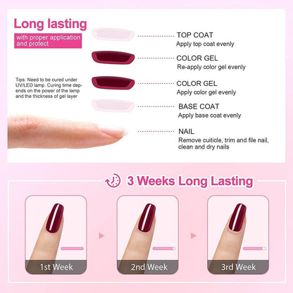 Gel Nail Polish Kit - 6 Colors Classic Nudes Series Natural Skin Tone, Trendy Pigmented Daily Nail Gel Shades Nail Art at All Seasons