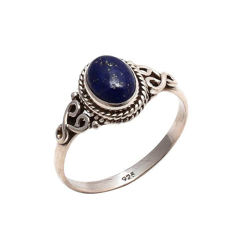 Lapis Lazuli Stone Ring 925 Sterling Silver Statement Ring for Women Handmade Rings Gemstone Christmas Promise Ring Size US 9 Gift for Her