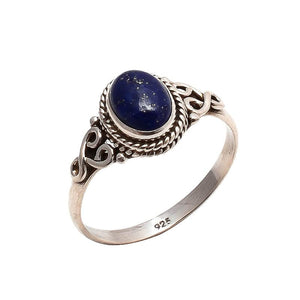 Lapis Lazuli Stone Ring 925 Sterling Silver Statement Ring for Women Handmade Rings Gemstone Christmas Promise Ring Size US 9 Gift for Her