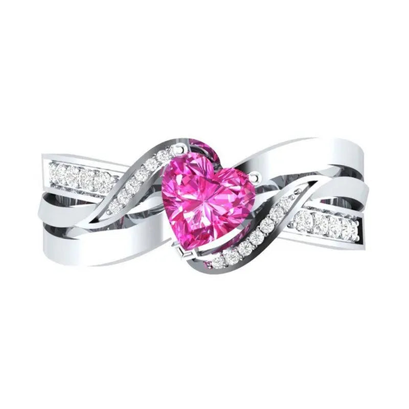 Natural Black Sapphire & Diamond Heart Cut Engagement Wedding 18 K White Gold Filled Ring - WORLD TIME VISITS