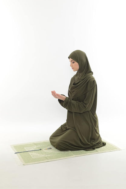 Prayer Dresses for Women Muslim Outfits Abaya One-Piece Niqab Burka Hijab Islamic Prayer Rug & Beads, Islamic Set